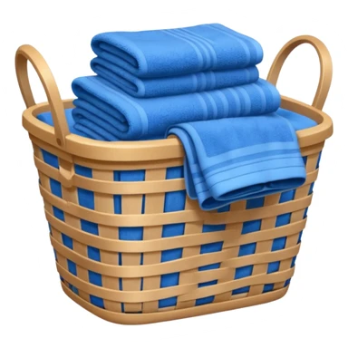 laundry basket with blue towels sticker