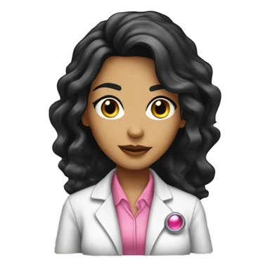  young beautiful female idol scientist with beaded earrings & long black hair with pink accents sticker