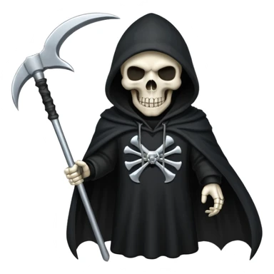 zoomed black hood skull scythe sticker