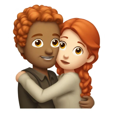 Girl with red hair kissing man  sticker