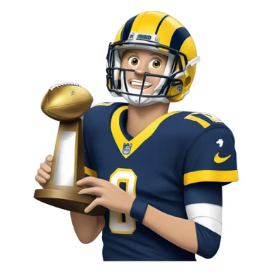 Jared Goff with Super Bowl trophy  sticker