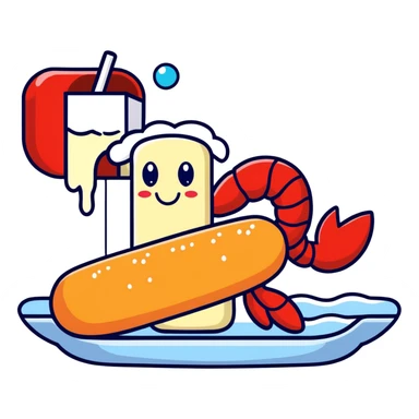 A red lobster holding a Twinkie with extra cream the Twinkies were bubble also so sad daddy sticker