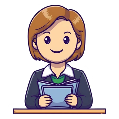 smiling teacher with light brown hair and green eyes sticker