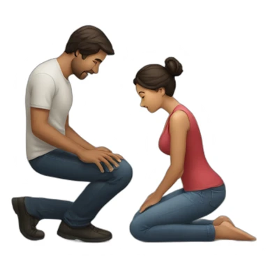 Woman on knees facing man sticker