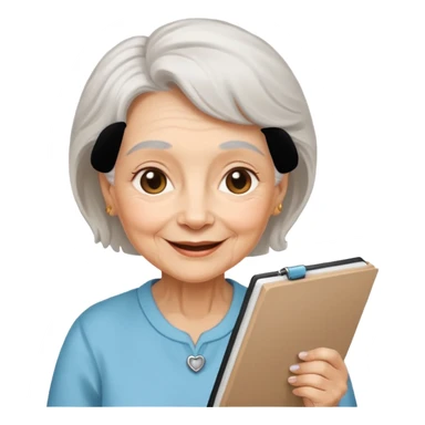 An elderly woman sketching, art board,nice picture, puppy face. sticker