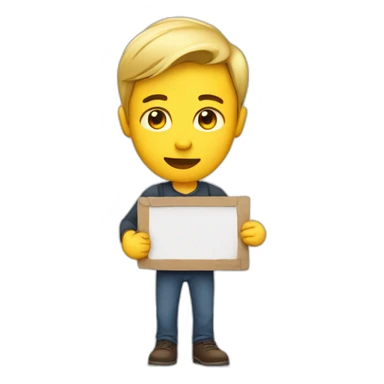 A person holding up a sign saying 'please stop and go away' sticker