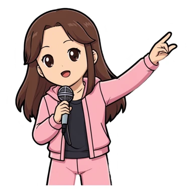 Super cool anime girl with brown hair looking gorgeous wearing pink and singing on stage  sticker
