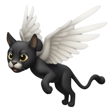 winged black puma flying sticker