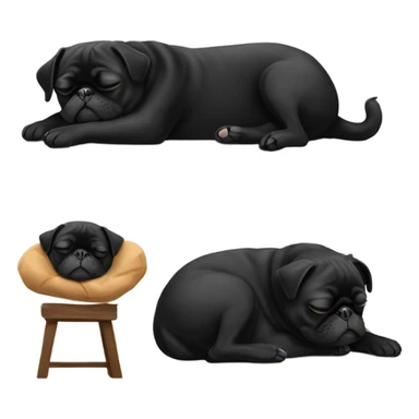 black pug sleeping sticker