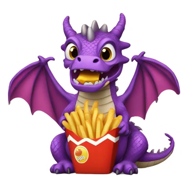 dragon eating fries sticker