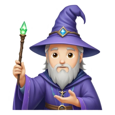 man wizard casting a spell with a wand, sparkles and magic sticker