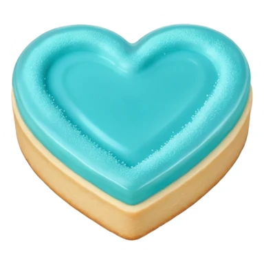 Realistic shortbread cookie in the shape of a heart with Tiffany blue color jelly middle filling and sprinkled powder sugar on top. sticker