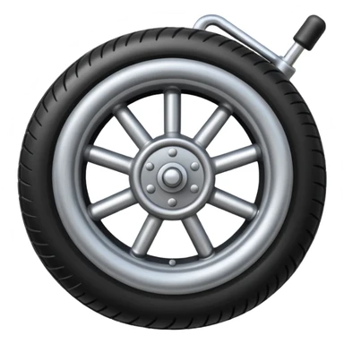 he aircraft's landing gear is one inflated, plump wheel with a strut, black in color sticker