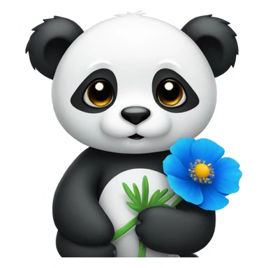 panda holding a blue poppy sticker
