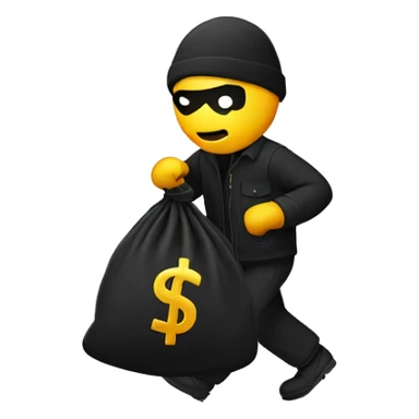 Thief stealing money bag with the word “Toptier” embroidered on it sticker