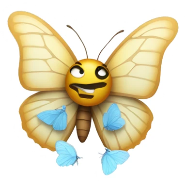 Cold emoji with butterfly wins sticker
