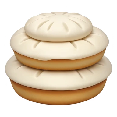 Tianjin Goubuli steamed buns with pinched top, simplified emoji style with bold outlines and bright colors, cartoon style Chinese baozi sticker