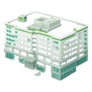 Hospital building with green datails sticker