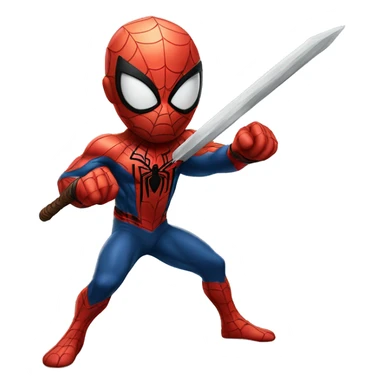 Spider-man with a BIG SWORD in a fighting pose sticker