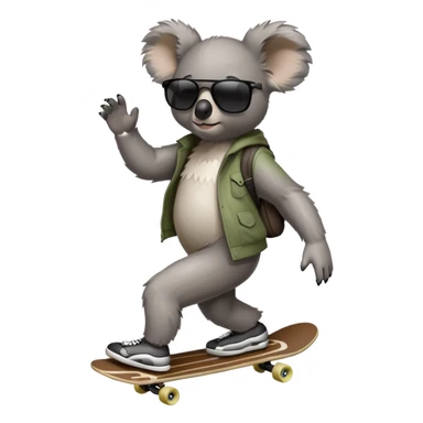 anthropomorphised koala in skater-style clothing wearing dark sunglasses walking upright sticker