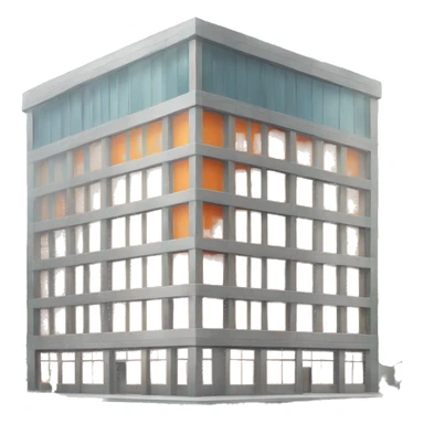 Office building with orange windows sticker