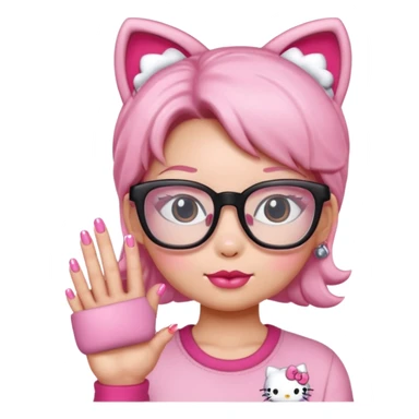 Nails cute hello kitty wear glasses sticker