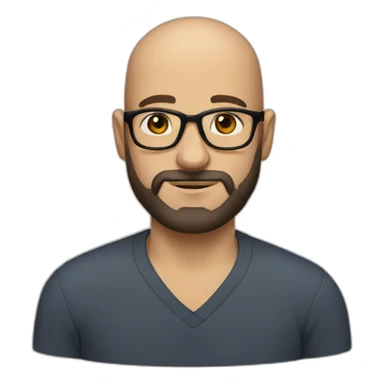 Almost bald dark haired 40 year old man with beard and glasses sticker