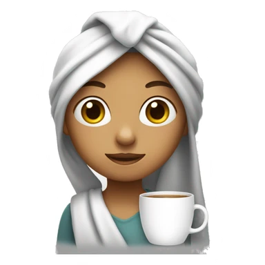 girl with towel on head and holding a mug sticker