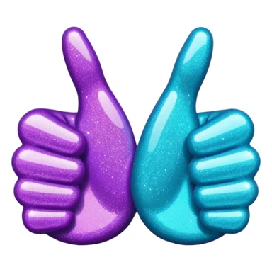 Glitter purple and cian thumbs up sticker