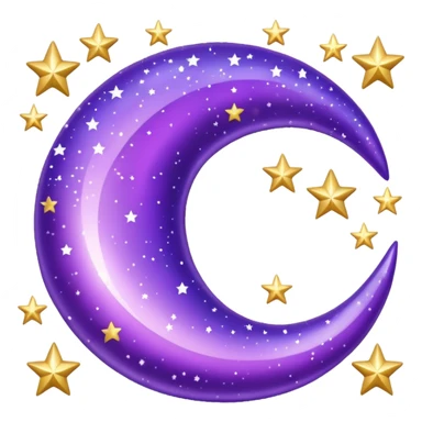 Beautiful sparkly glittery shiny pretty Violet crescent and stars scenery aesthetic decorations sticker