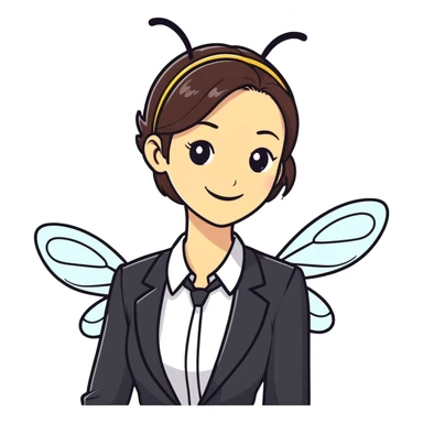 a bee girl in an office suit sticker