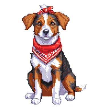 playful dog with a red bandana sticker