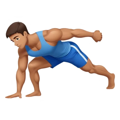 brunette buff man with blue shorts doing plank exercise sticker