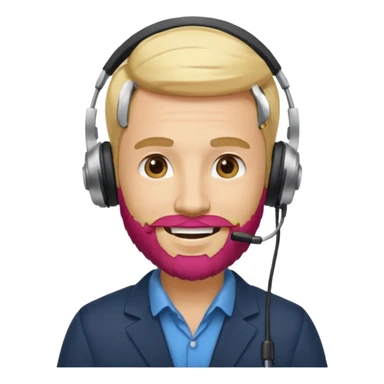 a sales agent with headphones and beard blonde hair smile sticker