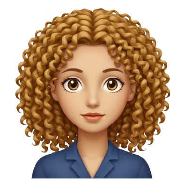 Can you create a woman with curly hair, but not too voluminous, with a wheat-colored complexion, hazel eyes, long and well-defined facial features, and tall? sticker