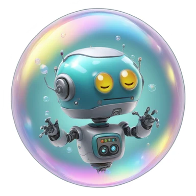 robot inside soap bubble sticker