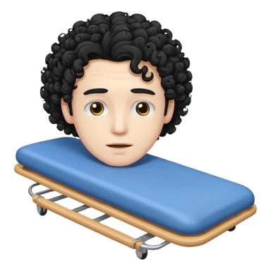 Man with curly black hair on a stretcher  sticker