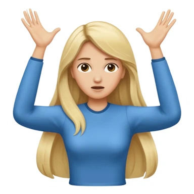 lady with long blonde hair throwing arms in the as if confused sticker