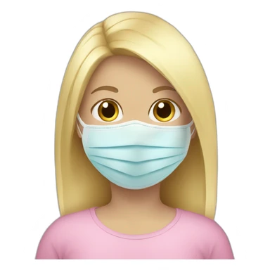Blond girl with face mask sticker