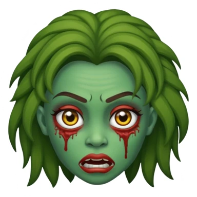 Faça uma zombie mulher verde, bonita de olhos castanhos e cabelo liso sticker