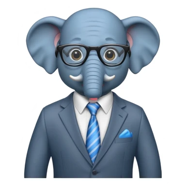 blue elephant in a suit and glasses sticker