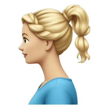 profile of a blond girl with a bun in blue dress sticker