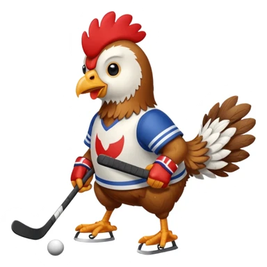 chicken playing hockey sticker