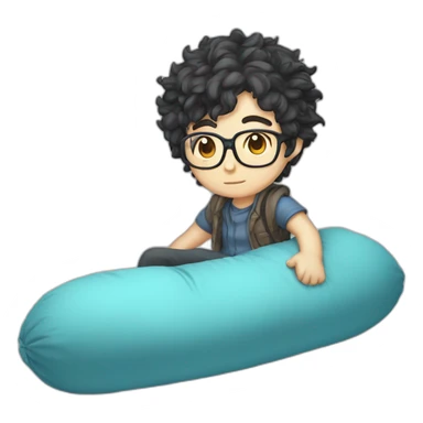 nerd with anime body pillow sticker