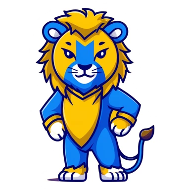 The Beast from Beauty and the Beast, fierce lion-like creature with horns and royal blue outfit sticker