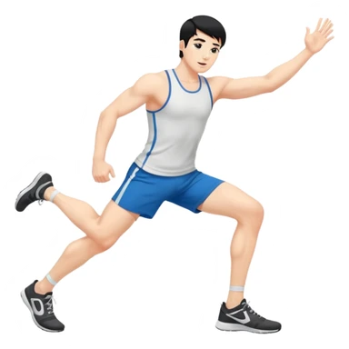 Hombre blanco pelinegro haciendo estiramientos de piernas sticker