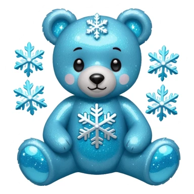 glitter bear with cyan snowflake sticker