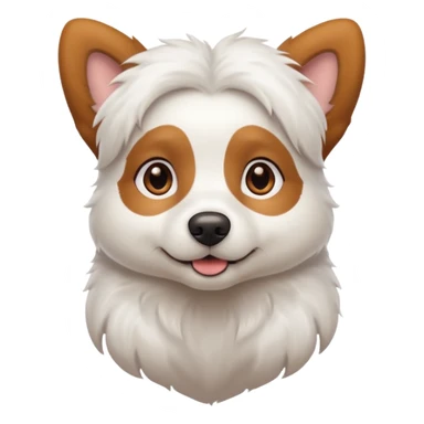 White dog with brown eyes and some long white body and white ears with brown spots curved on the sides sticker
