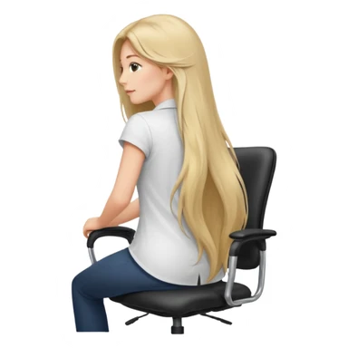 Woman from the Back of head with long hair sitting on an office chair sticker