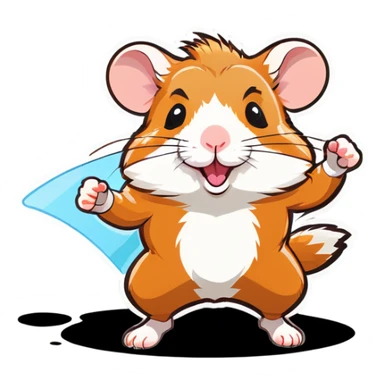 Musculer hamster running sticker